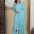 Sky blue rayon embroidered palazzo set