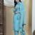 Sky blue rayon embroidered palazzo set