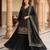 Black silk blend embroidered sharara set