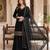 Black silk blend embroidered sharara set