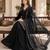 Black silk blend embroidered sharara set