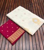 white concept satin effect border dola silk saree
