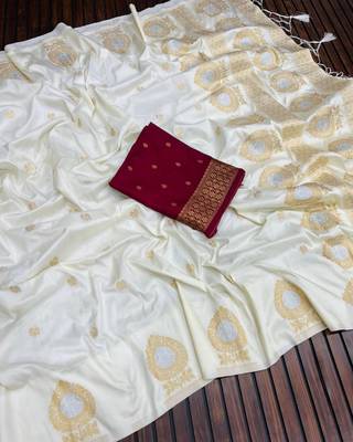 white concept satin effect border dola silk saree 2