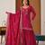 Pink silk blend embroidered sharara set