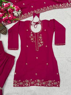 Pink silk blend embroidered sharara set 4