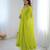 Parrot green georgette plain gown set
