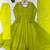 Parrot green georgette plain gown set