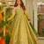 Olive organza printed gown set