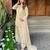 Cream satin embroidered farshi salwar set