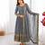 Grey faux georgette embroidered gown set