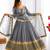 Grey faux georgette embroidered gown set