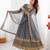 Grey faux georgette embroidered gown set