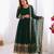 Green faux georgette embroidered gown set