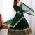 Green faux georgette embroidered gown set