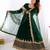 Green faux georgette embroidered gown set