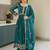 Teal silk blend embroidered sharara set