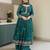 Teal silk blend embroidered sharara set