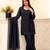 Black silk blend embroidered palazzo set
