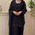 Black silk blend embroidered palazzo set
