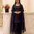 Black silk blend embroidered palazzo set