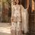 Beige silk blend embroidered sharara set