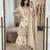 Beige silk blend embroidered sharara set