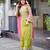 Parrot green silk blend embroidered palazzo set