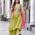 Parrot green silk blend embroidered palazzo set