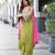 Parrot green silk blend embroidered palazzo set