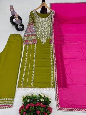 Parrot green silk blend embroidered palazzo set 4
