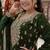Green silk blend embroidered sharara set