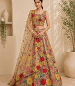 cream georgette sequin embroidered lehenga choli