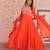 Orange georgette embroidered gown set
