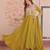 Yellow georgette embroidered gown set