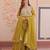 Yellow georgette embroidered gown set