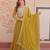 Yellow georgette embroidered gown set