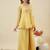Light yellow silk blend embroidered palazzo set