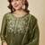 Olive silk blend embroidered palazzo set