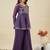 Purple silk blend embroidered palazzo set