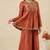 Dark orange silk blend embroidered palazzo set