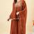 Dark orange silk blend embroidered palazzo set