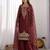 Maroon silk blend embroidered palazzo set