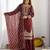Maroon silk blend embroidered palazzo set