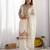 White silk blend embroidered palazzo set