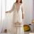 White silk blend embroidered palazzo set