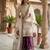 White silk blend embroidered sharara set