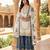 White silk blend embroidered sharara set