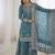 Teal faux georgette embroidered sharara set