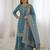 Teal faux georgette embroidered sharara set