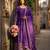 Purple silk blend embroidered gown set